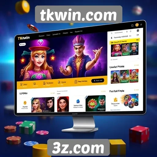 Interface do usuário do site de jogos tkwin.com